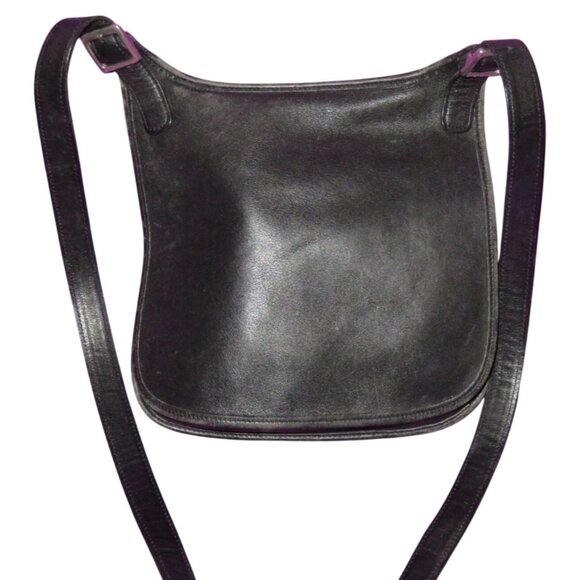 COACH 90s Vintage Black Legacy Saddle Leather Hippie Flap Crossbody Shoulder Bag - Picture 3 of 7